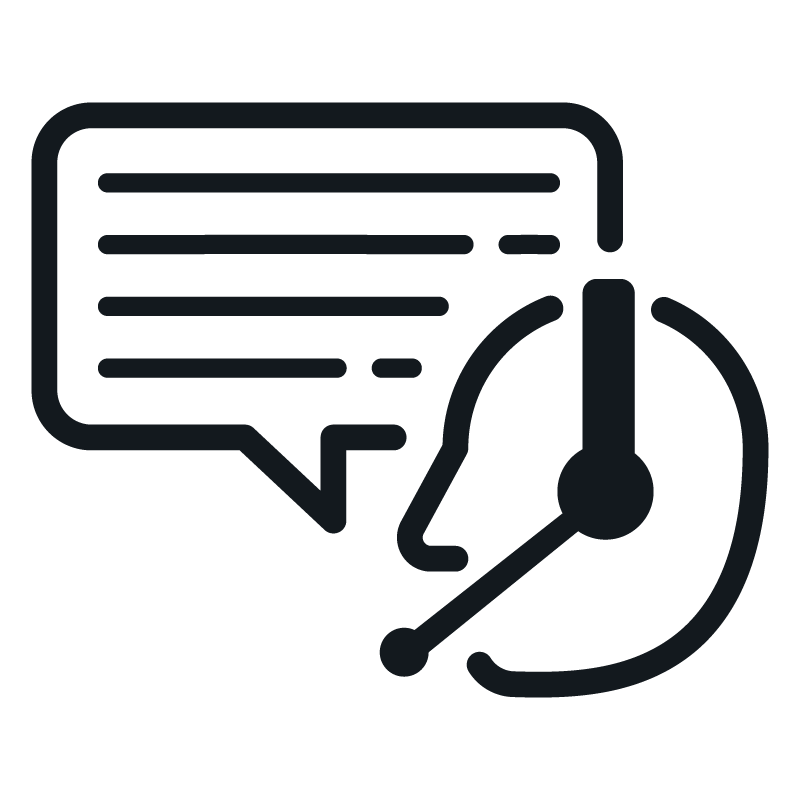icon of a customer support chat bubble 