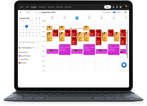 screenshot of housecall pro calendar feature on desktop  